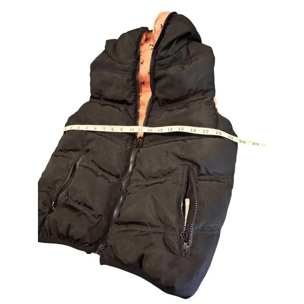 Etam Weekend Quilted Hooded Vest Black With Orange Lining Size 38 For Women